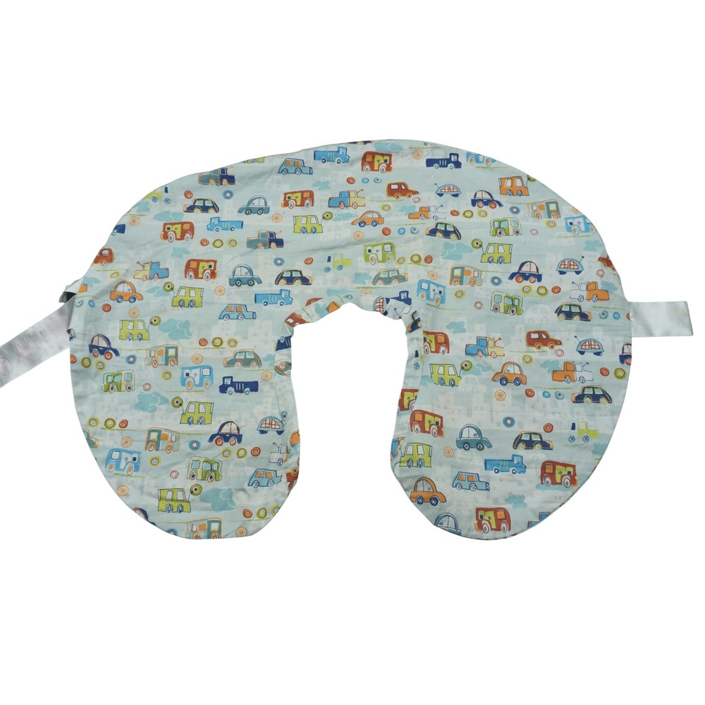 Boppy Nursing Pillow Slipcover Bundle of 2 Cars Trucks Blue Pink Plush Striped - Picture 4 of 10